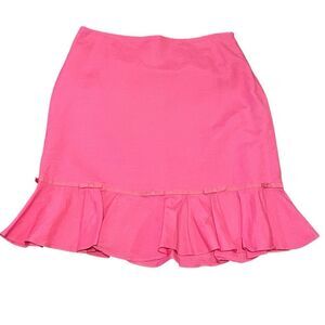 Larry Levine Pleated Mini Pencil Linen Blend Skirt Pink Size 10